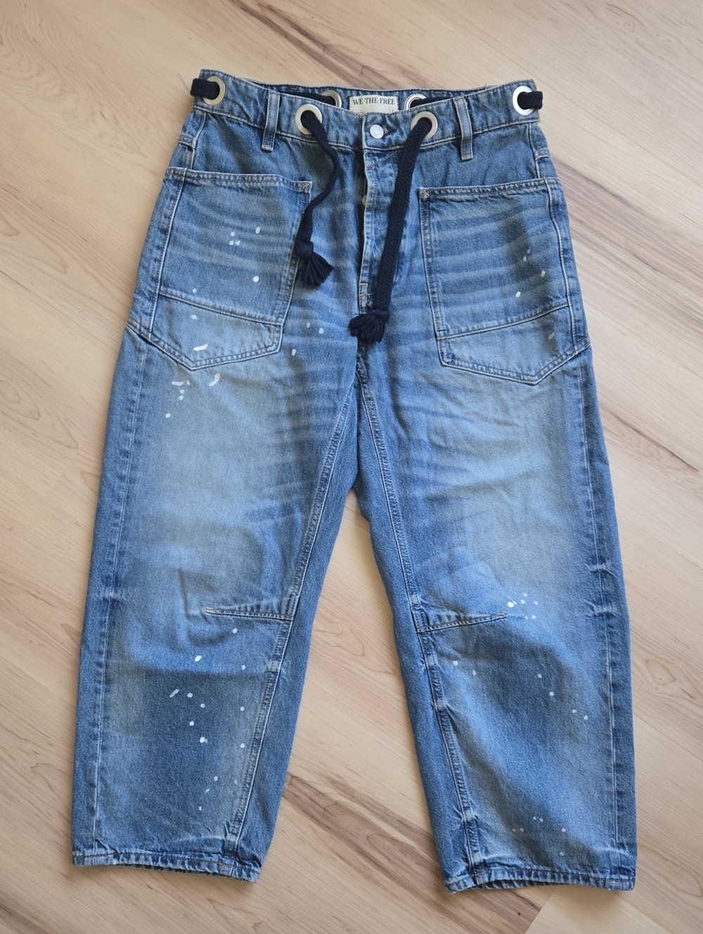 We The Free Moxie Low Slung Pull On Barrel Jeans, Size 26